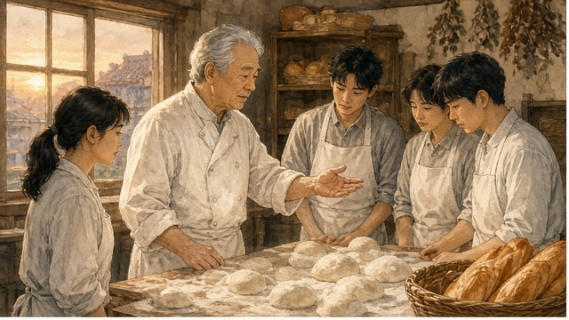 작은 빵집에서 제빵을 가르치는 조씨 할아버지